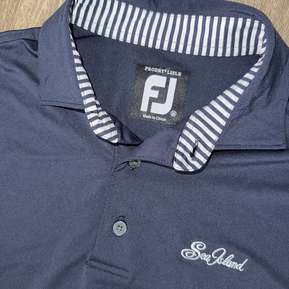 Footjoy Prodry Lisle Performance Polo Sea Island Men's Medium Navy Blue